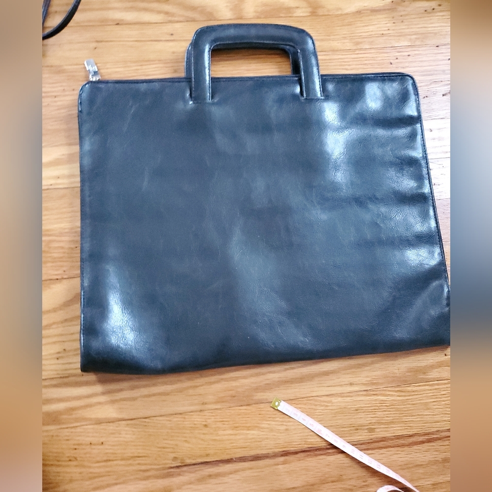 TIFFANY FOR MENS  BRIEFCASE Zipper Corner Sleek Black Leather  VINTAGE.